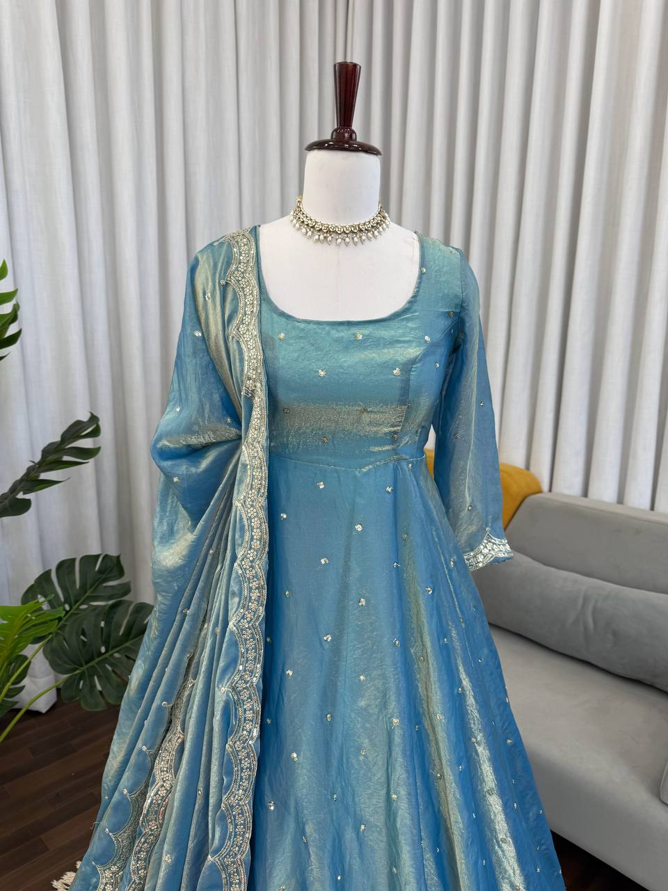 Beautiful Fendy Silk Thread With Sequence Work Gown