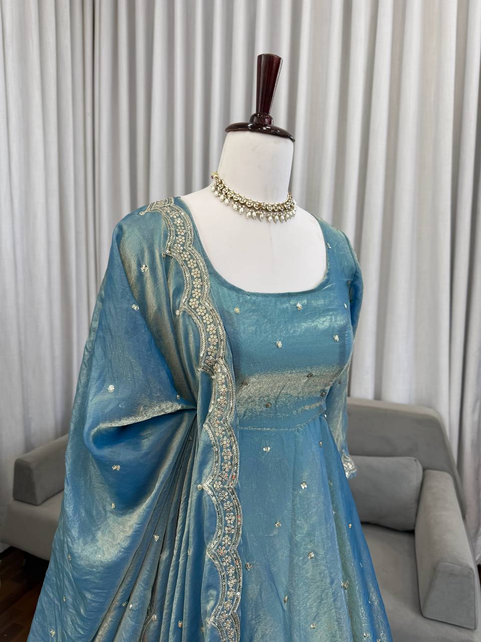 Beautiful Fendy Silk Thread With Sequence Work Gown