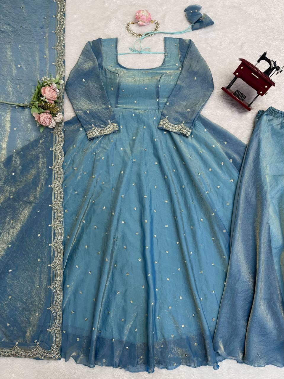 Beautiful Fendy Silk Thread With Sequence Work Gown