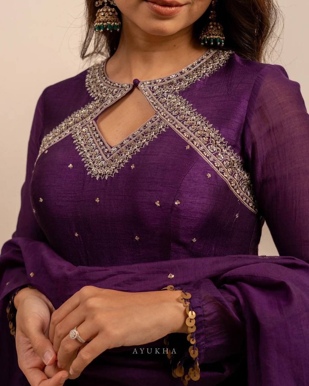 Divyaa Purple Anarkali Premium Suit Set