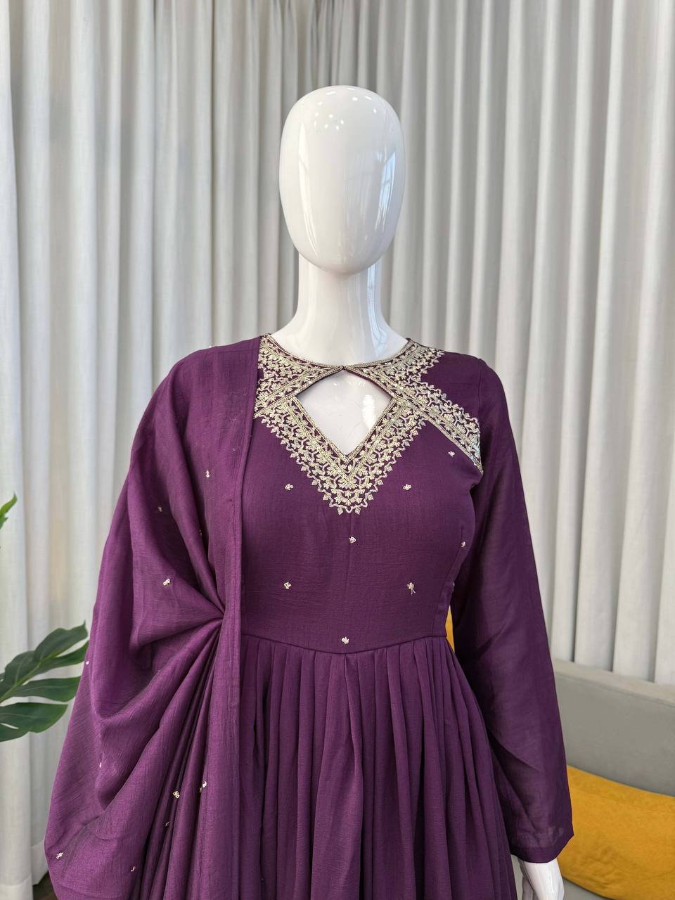 Divyaa Purple Anarkali Premium Suit Set