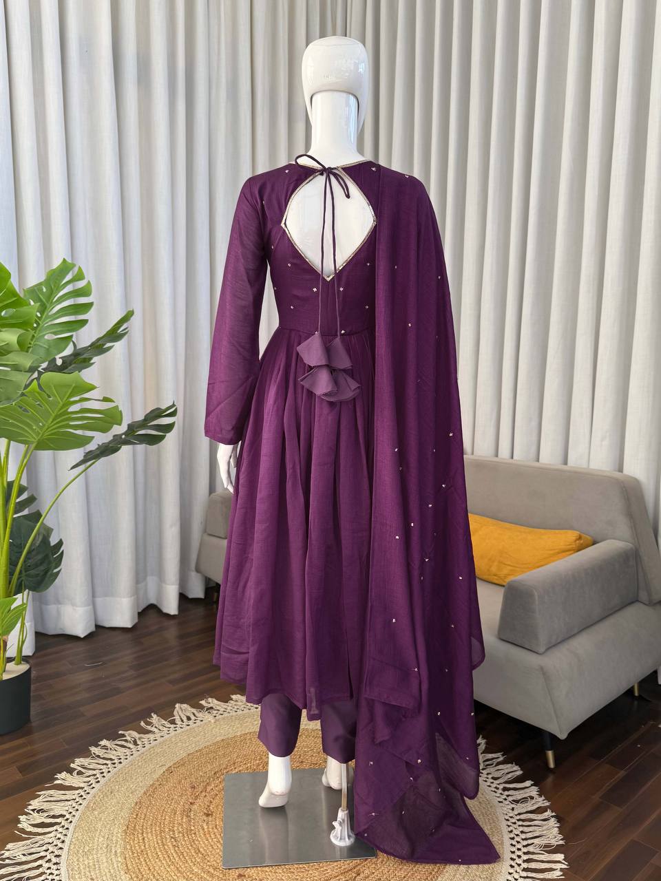 Divyaa Purple Anarkali Premium Suit Set