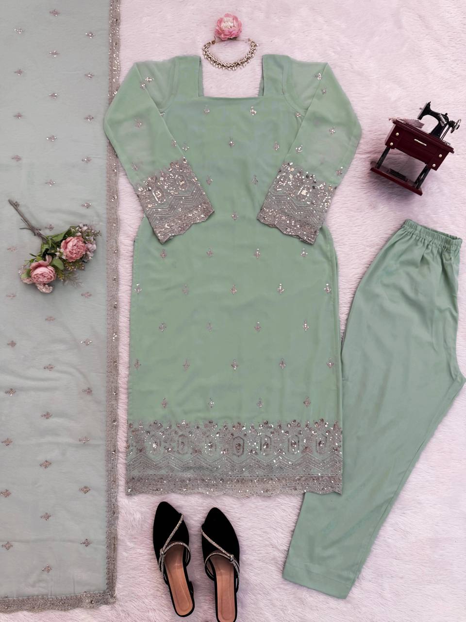 Noor Lace Sequins Classic Set